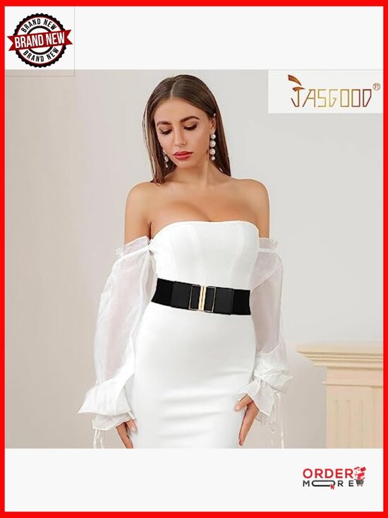 4 Pack Wide Elastic Stretch Waist Belts for Women Dress Belt Set main image 7